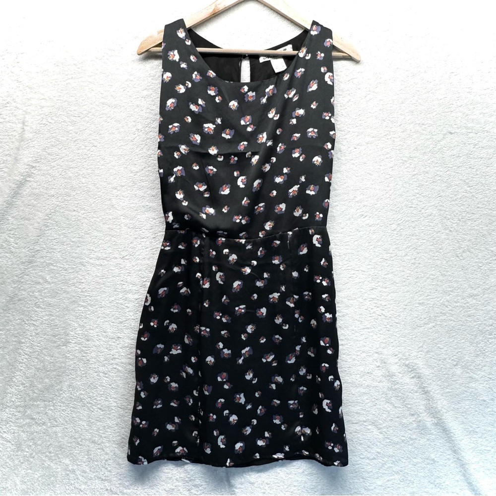 Annabelle Navy Floral Print Mini Dress, Cap Sleeve with Bateau Neck, Size MEDIUM